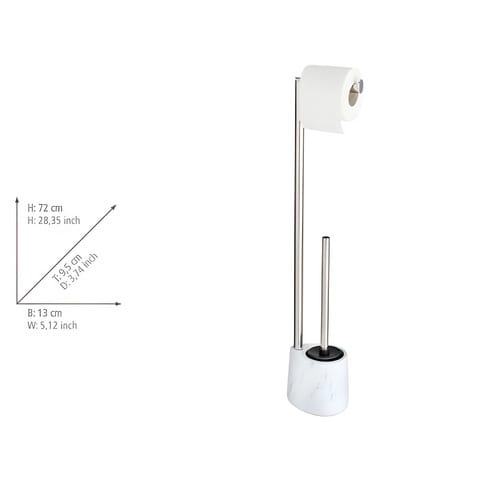 Wenko Stand WC-Garnitur 'Adrada' 2-in-1 weiß marmoriert/edelstahlfarben