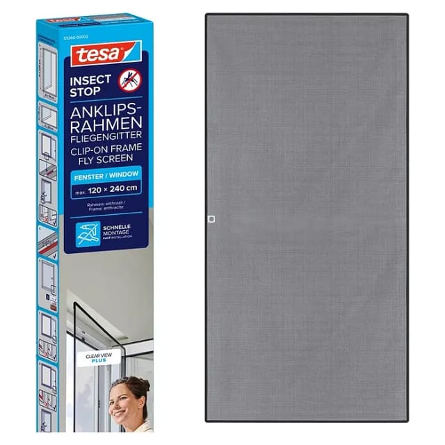 tesa Insect Stop mit Anklipsrahmen schwarz 120 x 240 cm