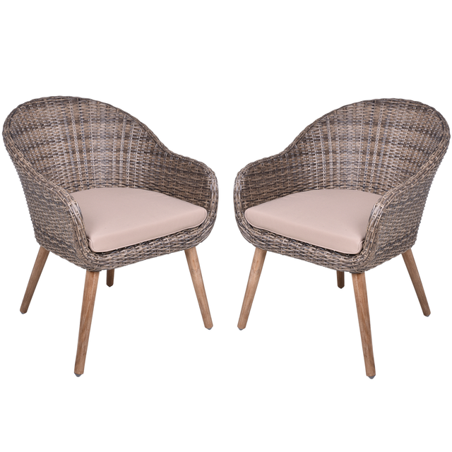 Garden Pleasure Gartenstuhlset 'Pueblo' Aluminium/Holz schwarz 2 Stück
