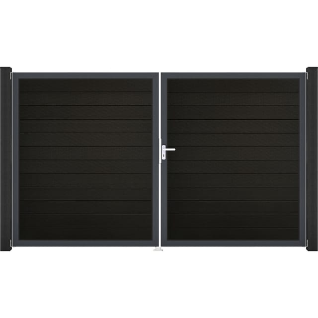 GroJa Doppeltor 'Solid' BPC/Aluminium DIN rechts schwarz/silber 300 x 180 cm