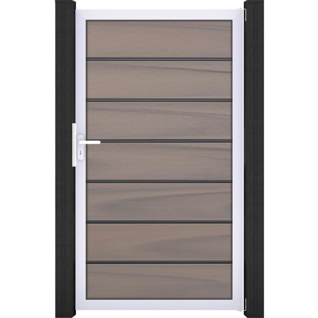 GroJa Einzeltor 'Solid Grande Premium' BPC/Aluminium Universal DIN braun/grau/silber 100 x 180 cm