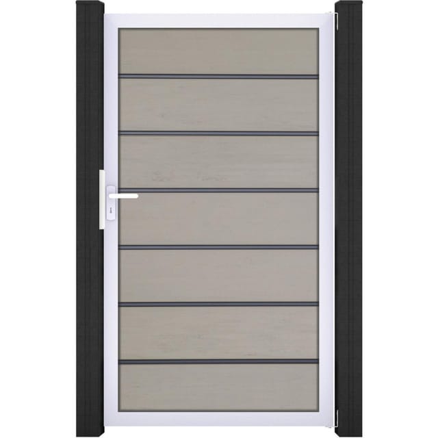 GroJa Einzeltor 'Solid Grande Premium' BPC/Aluminium Universal DIN sandfarben/silber 100 x 180 cm