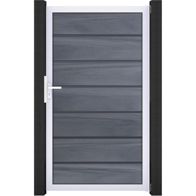 GroJa Einzeltor 'Solid Grande Premium' BPC/Aluminium Universal DIN steingrau/silber 100 x 180 cm