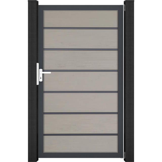GroJa Einzeltor 'Solid Grande Premium' BPC/Aluminium Universal DIN sandfarben/anthrazit 100 x 180 cm