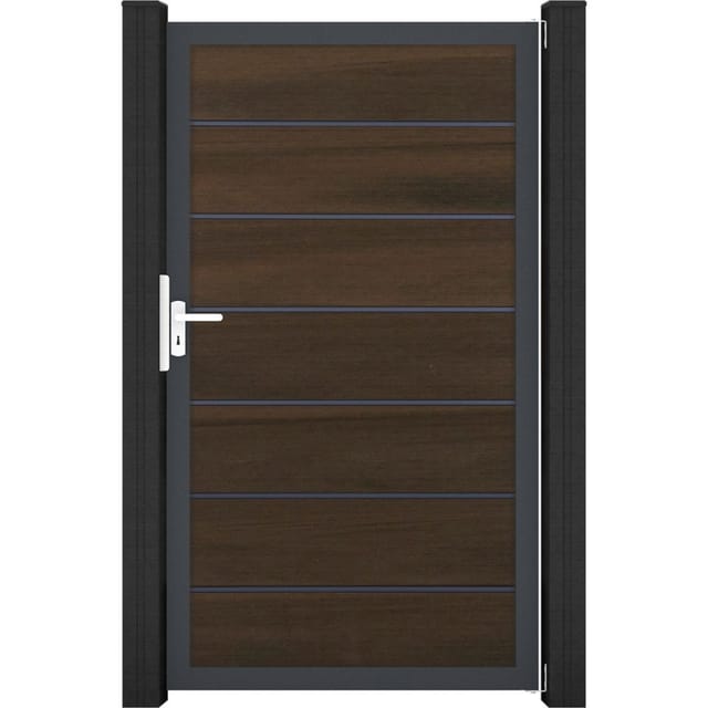 GroJa Einzeltor 'Solid Grande Premium' BPC/Aluminium Universal DIN walnussfarben/anthrazit 100 x 180 cm