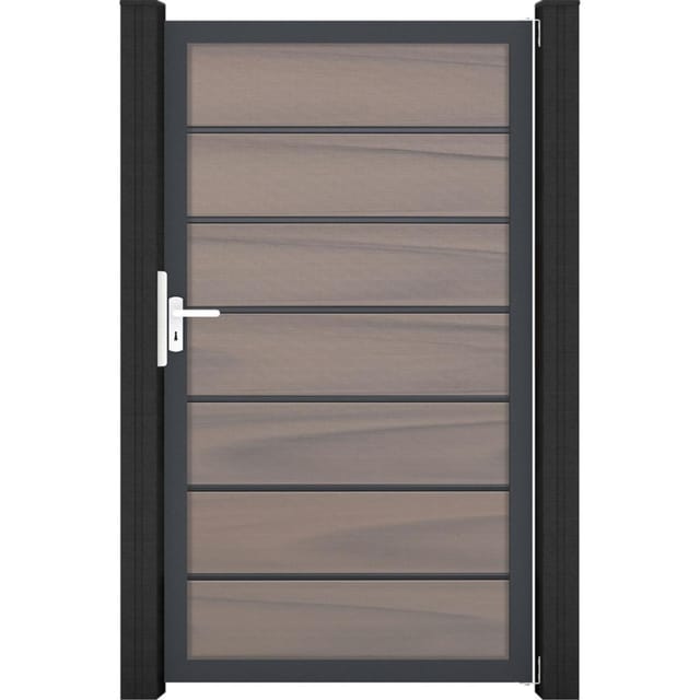 GroJa Einzeltor 'Solid Grande Premium' BPC/Aluminium Universal DIN braun/grau/silber/anthrazit 100 x 180 cm