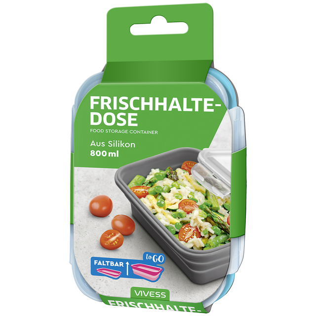 Vivess Frischhaltedose Silikon faltbar farblich sortiert 800 ml