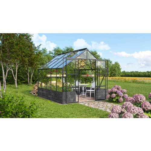 Vitavia Gewächshaus 'Cassandra 8300' 257 x 323,1 x 248,9 cm schwarz Sockel Basalt