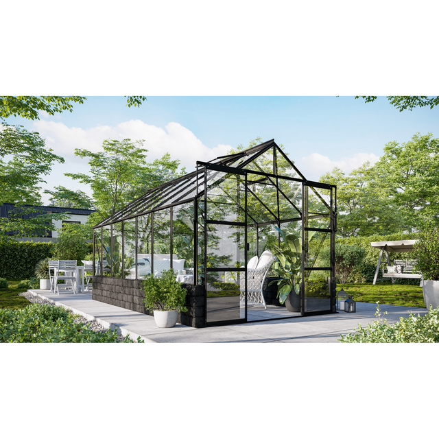 Vitavia Gewächshaus 'Cassandra 11500' 257 x 448 x 248,9 cm schwarz Sockel Basalt