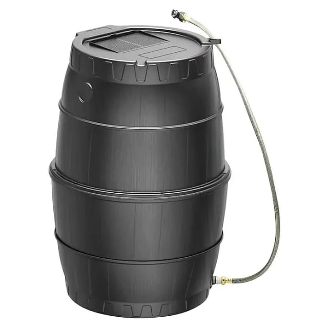 Pergart Regentonne schwarz 170 l mit Unterbau