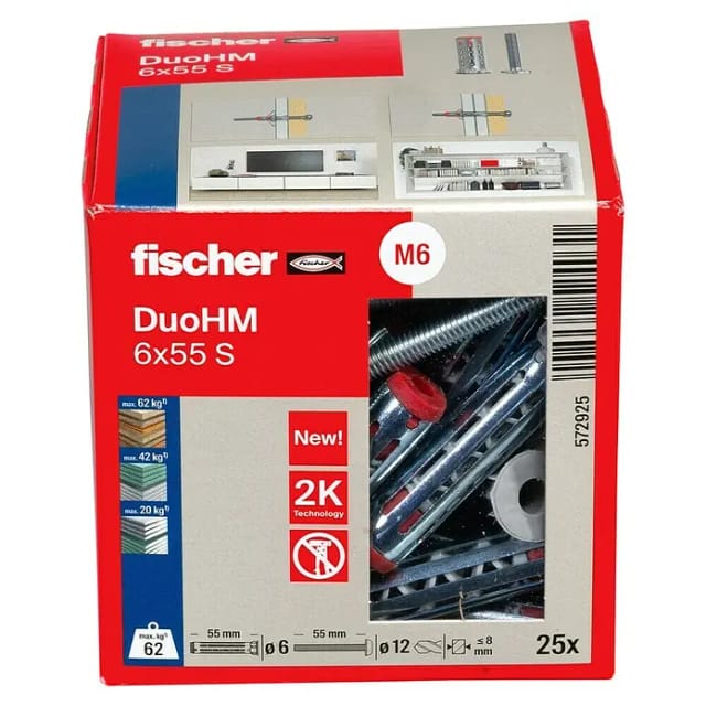 Fischer Hohlraumdübel 'DuoHM' Ø 6 x 55 mm Panhead-Schraube