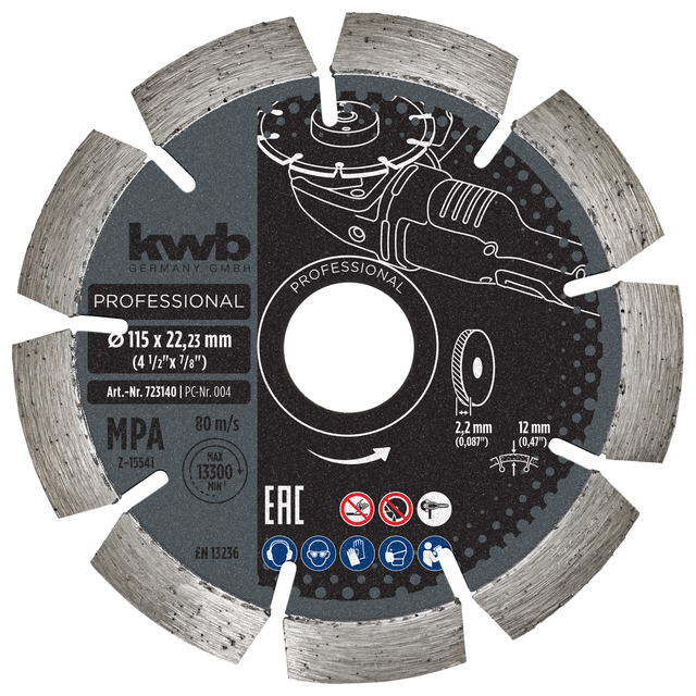 kwb Diamant-Trennscheibe mit Segmentrand für Trockenschliff Ø 115 x 1,4 mm