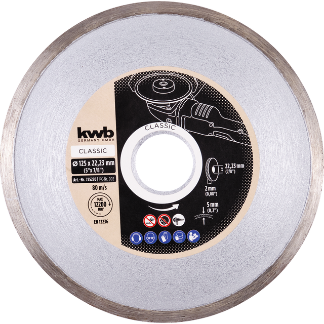 kwb Diamant-Trennscheibe mit Ganzrand für Fliesen Ø 125 x 1,2 mm