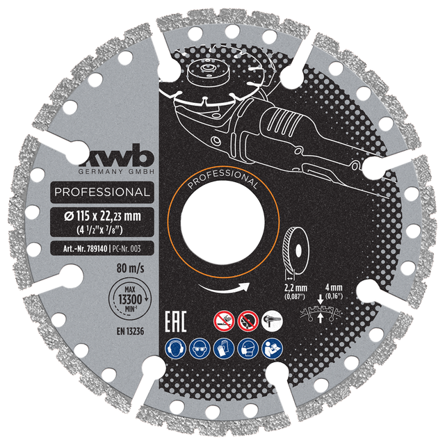 kwb Diamant-Trennscheibe 'Multicut' mit Segmentrand Ø 115 x 1,4 mm