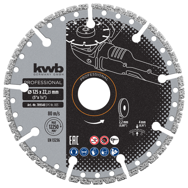 kwb Diamant-Trennscheibe 'Multicut' mit Segmentrand Ø 125 x 1,4 mm