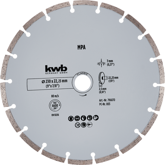 kwb Diamant-Trennscheibe mit Segmentrand für Trockenschliff Ø 230 x 1,6 mm