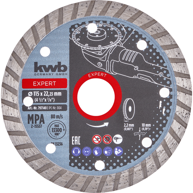 kwb Diamant-Trennscheibe mit Turborand für Trockenschliff Ø 115 x 1,2 mm
