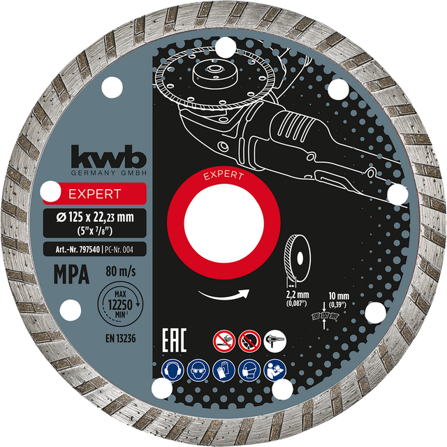 kwb Diamant-Trennscheibe mit Turborand für Trockenschliff Ø 125 x 1,2 mm