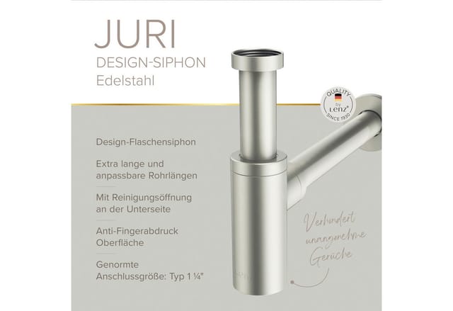 Lenz Flaschensiphon 'Juri' edelstahlfarben, 1 1/4" x Ø 32 mm