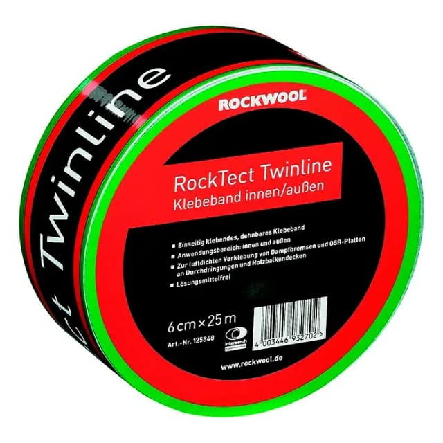 Rockwool Folienklebeband 'Rocktect Twinline' 6 cm x 25 m dehnbar, innen/außen