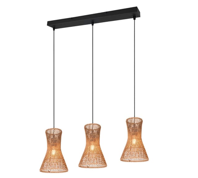 Reality Leuchten Pendelleuchte 'Bijou' Rattan 3-flammig