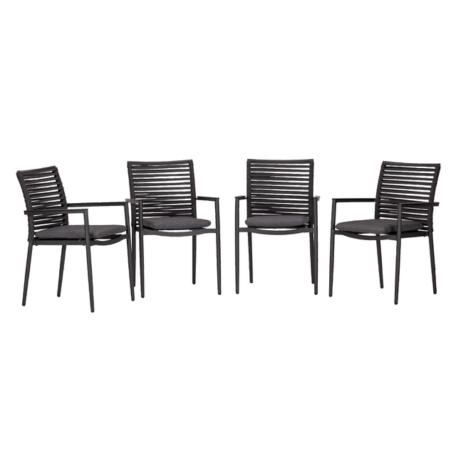 acamp Gartenstuhlset 'New Jersey' stapelbar Aluminium anthrazit 4 Stück