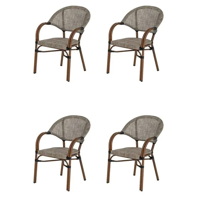 acamp Gartensesselset 'Maui' Aluminium braun/grau 4 Stück