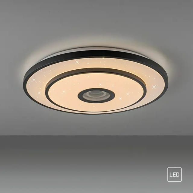 Just Light LED-Deckenleuchte 'Turanus' Ø 50 cm schwarz mit Sterneffekt