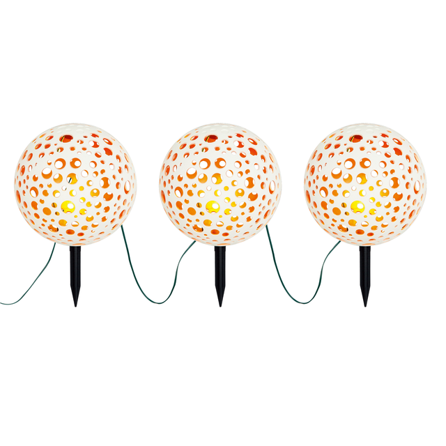 toom Solar Bodenlichterkette '3 Kugeln' weiß Ø 15 cm