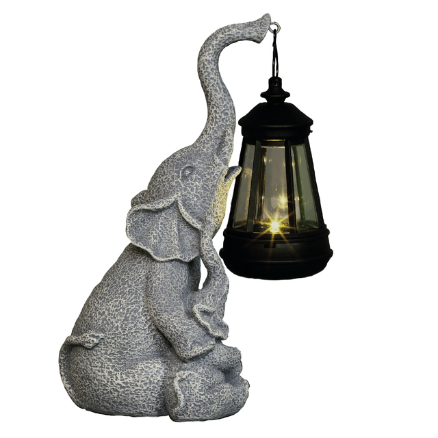 toom Solar Dekolicht 'Elefant' Kunststoff grau 21,5 cm