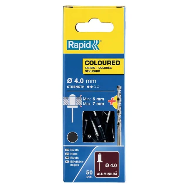 Rapid Blindniete Aluminium Ø 4 x 10 mm 50 Stück inkl. Bohrer