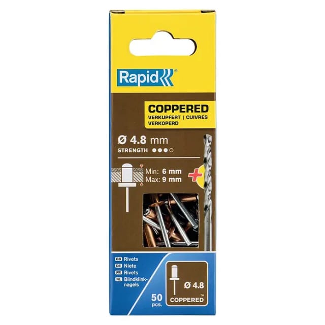 Rapid Blindniete Aluminium Ø 4,8 x 12 mm 50 Stück inkl. Bohrer