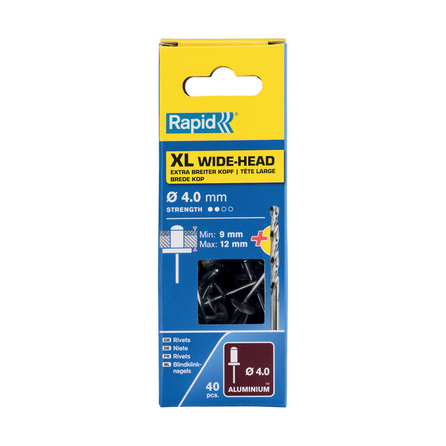 Rapid Blindniete Aluminium Ø 4 x 16 mm 40 Stück inkl. Bohrer
