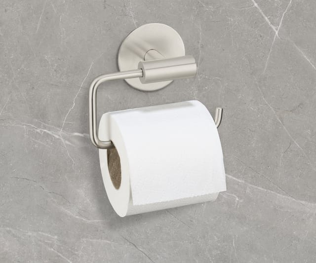 Schöner Wohnen Kollektion Toilettenpapierhalter 'Meleto' Edelstahl matt 13,5 x 5,5 x 11 cm, Klebemontage