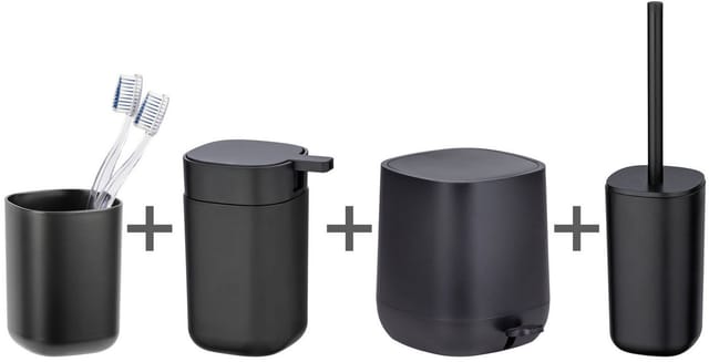 Wenko Bad-Accessoire-Set 'Davos' schwarz 4-teilig