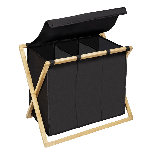 Wenko Wäschesammler 'Ecori' Bambus schwarz, braun 69 x 56,5 x 33 cm