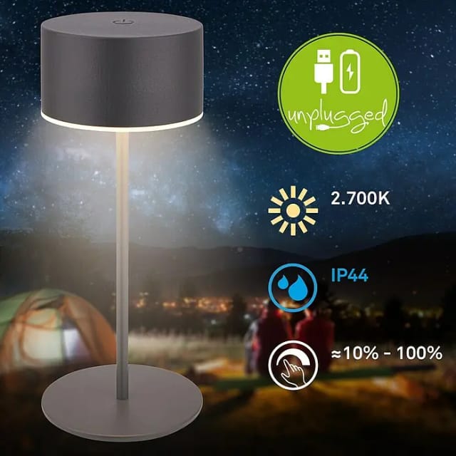 Briloner Akku-LED-Tischleuchte 'Kira' anthrazit 2,6 W 150 lm 2700 K