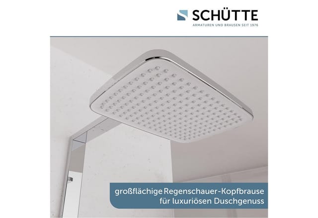 Schütte Überkopfbrause-Set 'Hawaii' chrom/weiß Thermostatarmatur und Ablage, 110 cm