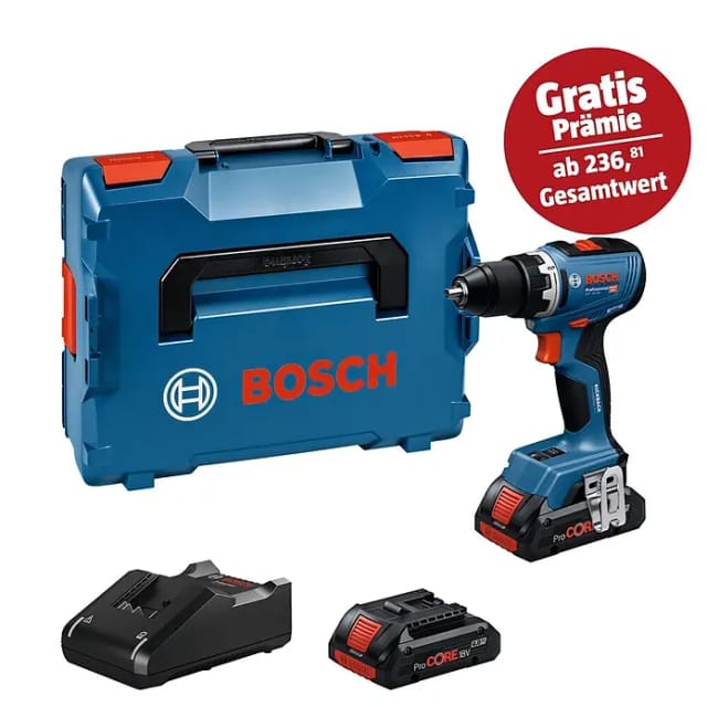 Bosch Akku-Bohrschrauber 'GSR 18V-65 Professional' mit Schnellladegerät, 2 x Akku 4.0Ah und L-BOXX