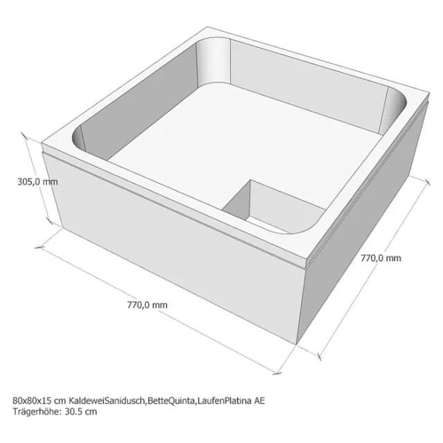 sanicomfort Duschwannenträger zu Stahlduschwanne weiß 80 x 80 x 15 cm