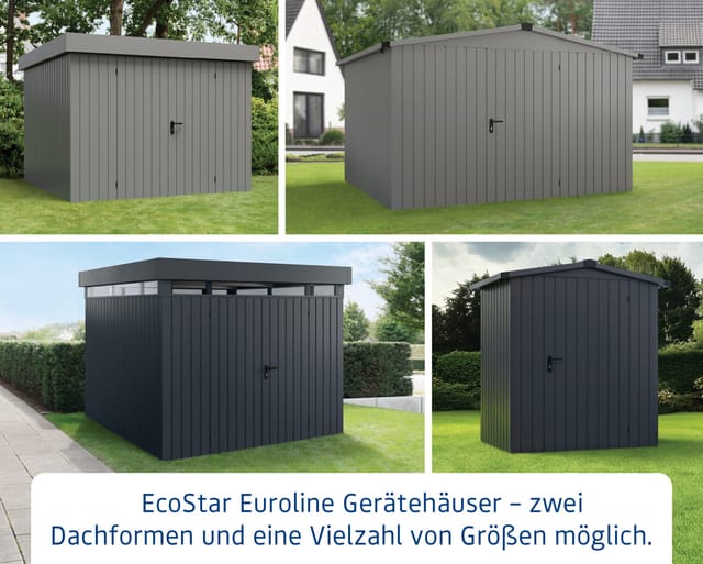 EcoStar Gerätehaus 'Euroline EFD10 S-Sk' anthrazitgrau 277 x 277 cm