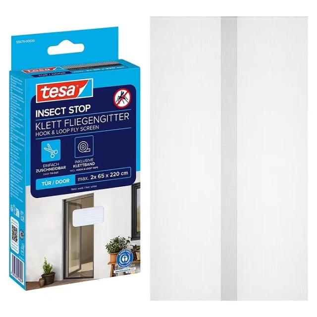 tesa Klett Türfliegengitter 'Standard' weiß 2 x 65 x 220 cm