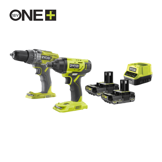 Ryobi Akku-Schlagbohrschrauber und Schlagschrauber 'One+ R18CK2-2C20G' 18 V
