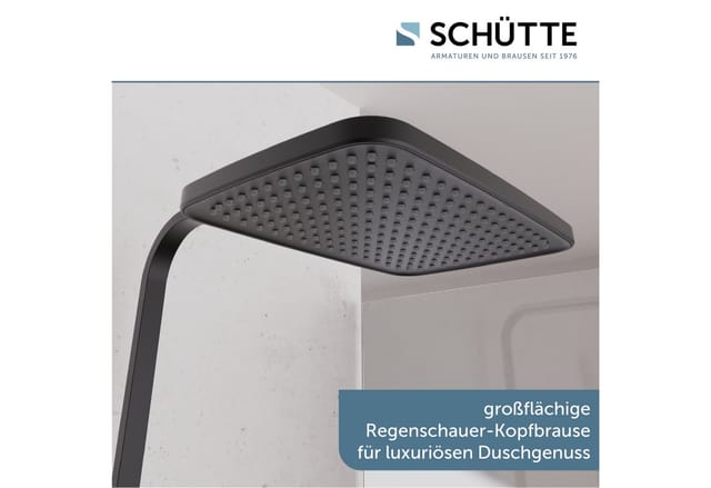 Schütte Überkopfbrause-Set 'Gran Canaria' mattschwarz mit Thermostatarmatur