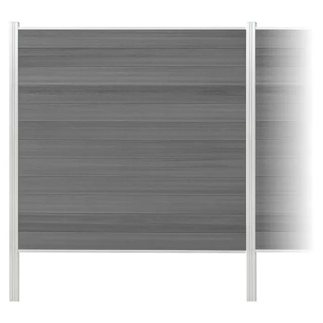 elephant Zaun-Komplettset 'Roma Line' WPC grau mit Pfosten eloxiert zum Einbetonieren 565 x 180 cm