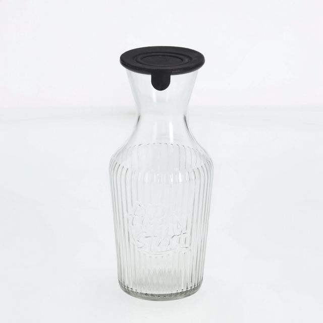 Zeller Glaskaraffe mit Silikondeckel schwarz 1200 ml 11 x 25,5 x 11 cm