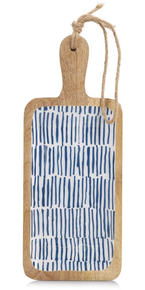 Zeller Servierbrett Mangoholz blau 38 x 2,5 x 15,2 cm
