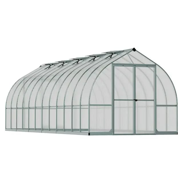 Palram-Canopia Gewächshaus 'Bella' 244 x 724 cm mit 6 mm Hohlkammerplatten silbern