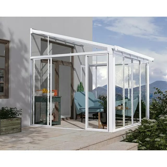 Palram-Canopia Wintergarten 'Sanremo' weiß 294 x 314 cm Polycarbonat transparent