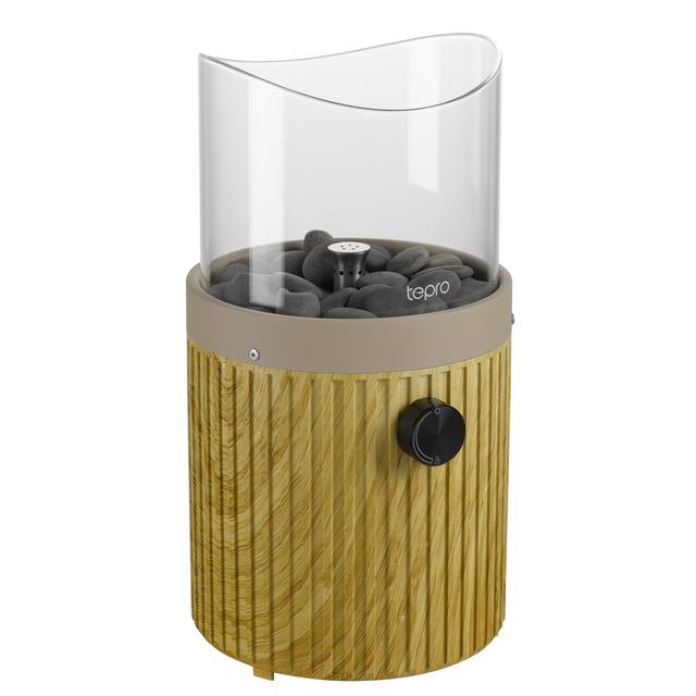 Tepro Tisch-Gasfeuerstelle 'Typ A rund' beige mit Dekosteinen 16,4 x 30 cm